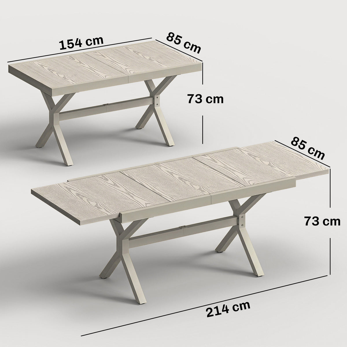 Mesa Jardín Extensible Outsunny Aluminio, Acero Gris Claro 214x85x73 Cm_2