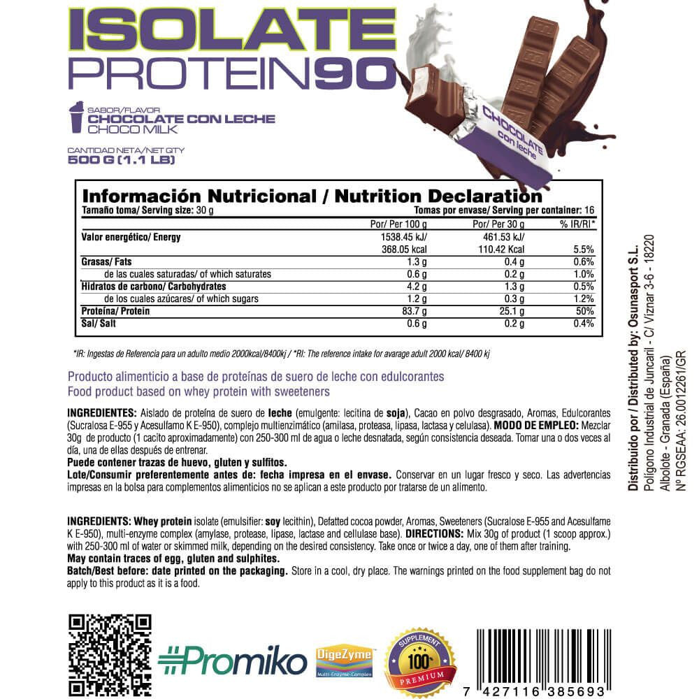 Isolate 90 Cfm - 500 G - Chocolate Con Leche - Aumenta La Masa Muscular - Masmusculo_4