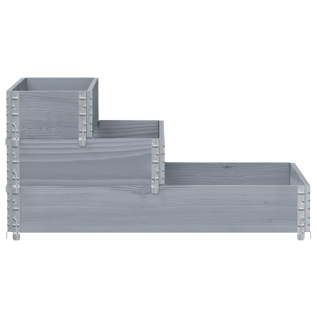 Arriate Elevado De 3 Niveles Madera Maciza Pino Gris 120x80 Cm_2