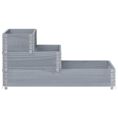 Arriate Elevado De 3 Niveles Madera Maciza Pino Gris 120x80 Cm_2