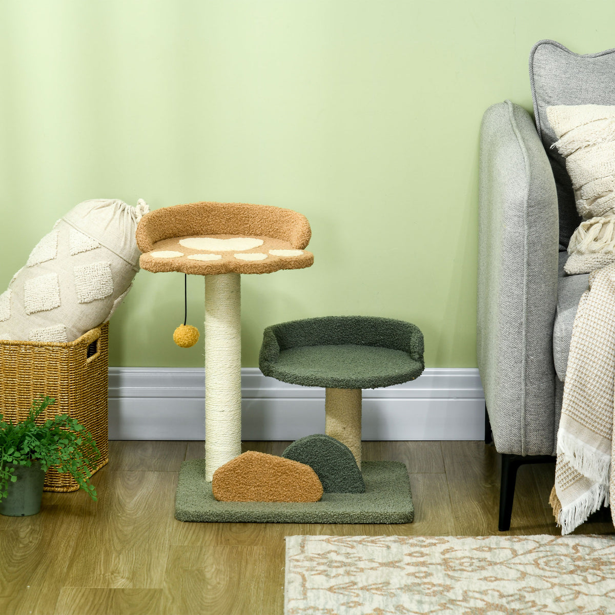 Pawhut Árbol Rascador Para Gatos Pequeño Con Cama 43x39x52 Cm Multicolor_1