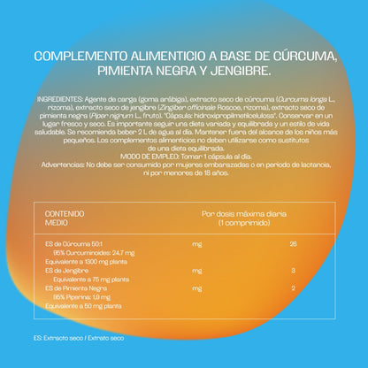 Cúrcuma con Jengibre y Pimienta Negra BICENTURY 120 comprimidos