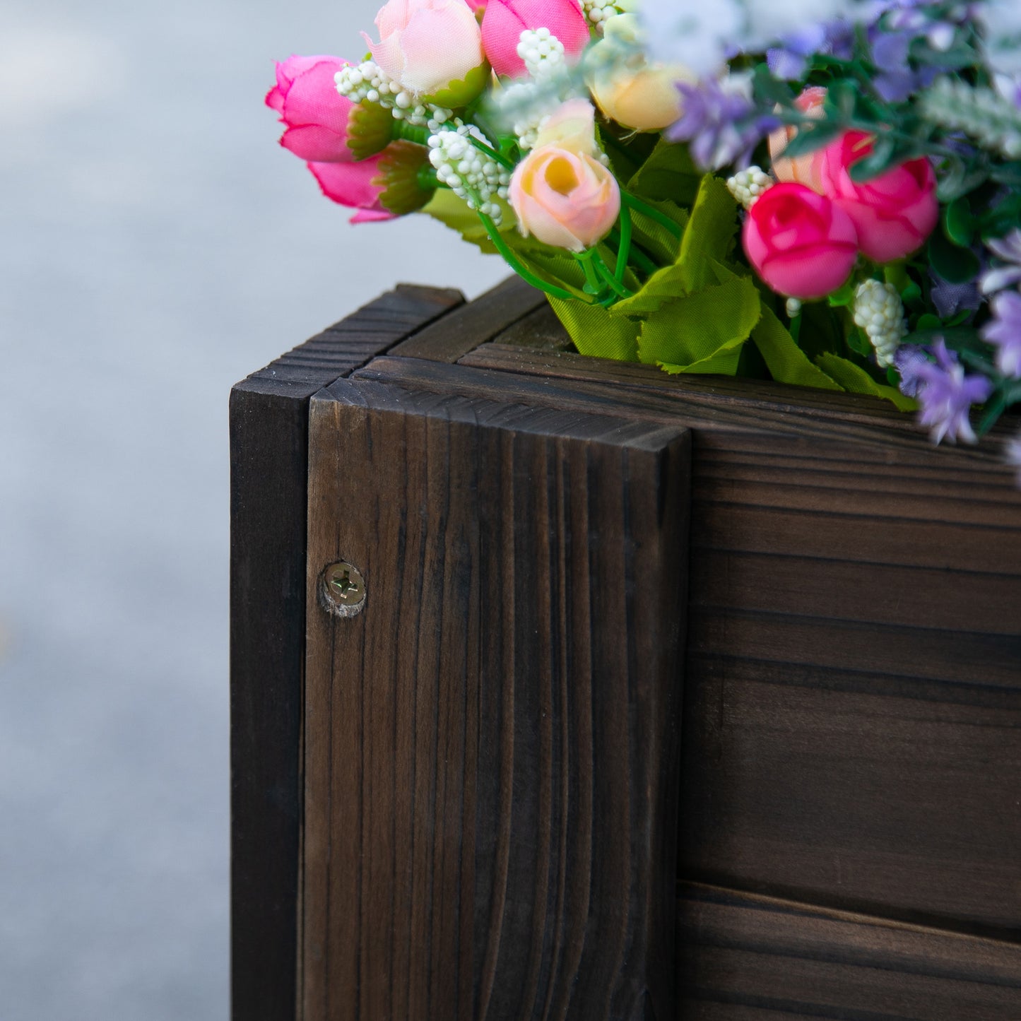 Outsunny Jardinera De Madera Arriate Rectangular Para Flores Y Plantas_3