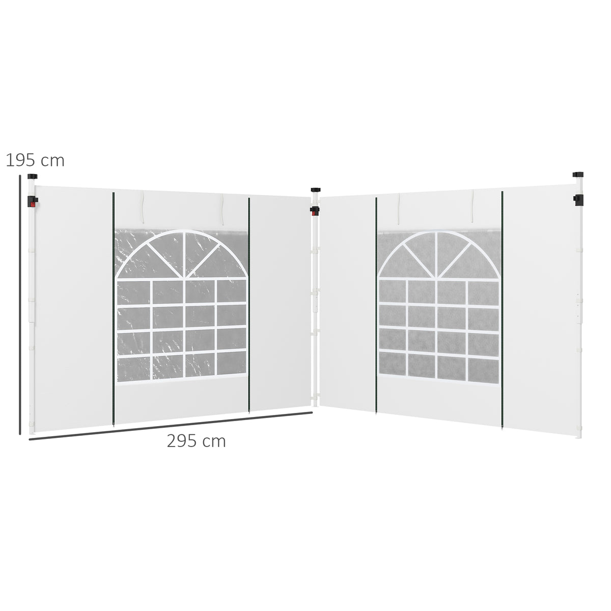 Outsunny Paredes Laterales Para Carpa De 2 Paneles 295x195 Cm Con Ventana Blanco_2