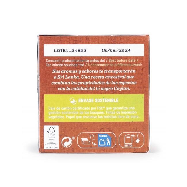 Té chai con especias Comercio Justo bio  Tierra Madre Oxfam Intermón 40 g