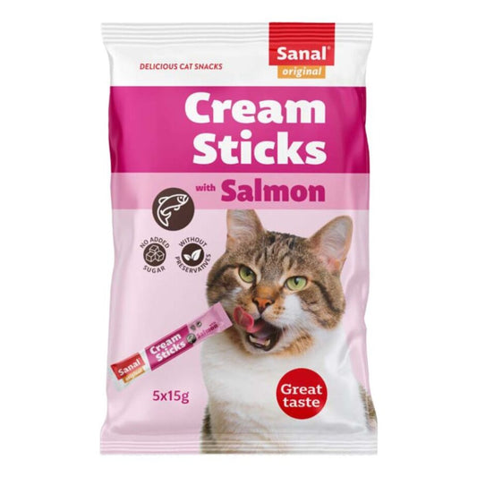 20 Paquetes Sanal Snack Crema De Salmon Para Gato Con 5 Tubos De 15g_0