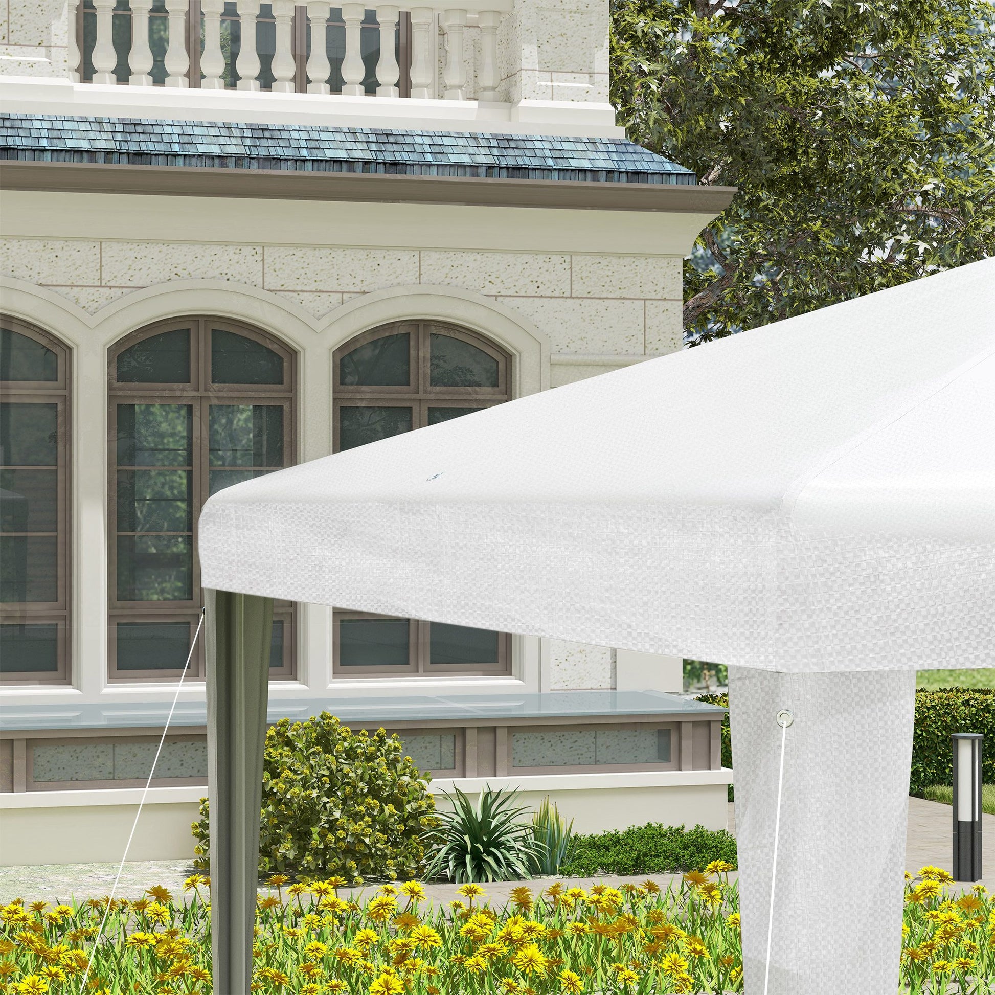 Outsunny Carpa Desmontable De Jardín 3x3 M Para Bodas Camping Fiestas Blanco_4