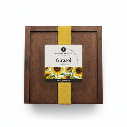 Kit de Cultivo de Girasol en Caja de Madera – Regalo Original Planeta Huerto