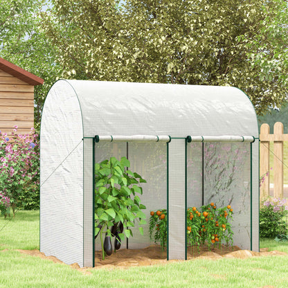Outsunny Invernadero Pequeño Con 2 Puerta Con Cremallera 200x100x178 Cm Blanco_1