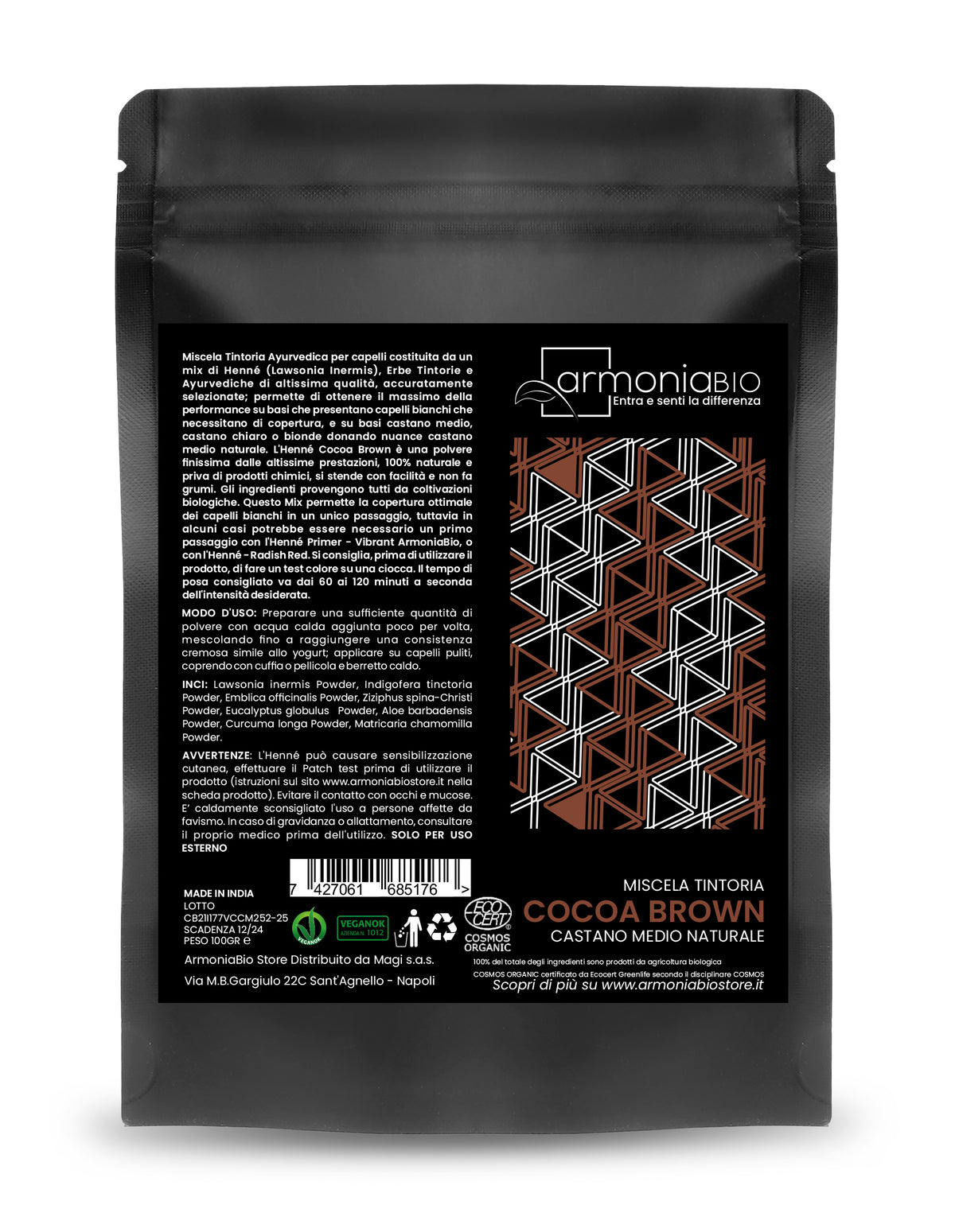 Henna Castaño Medio Natural Cocoa Brown Armoniabio 100g_1