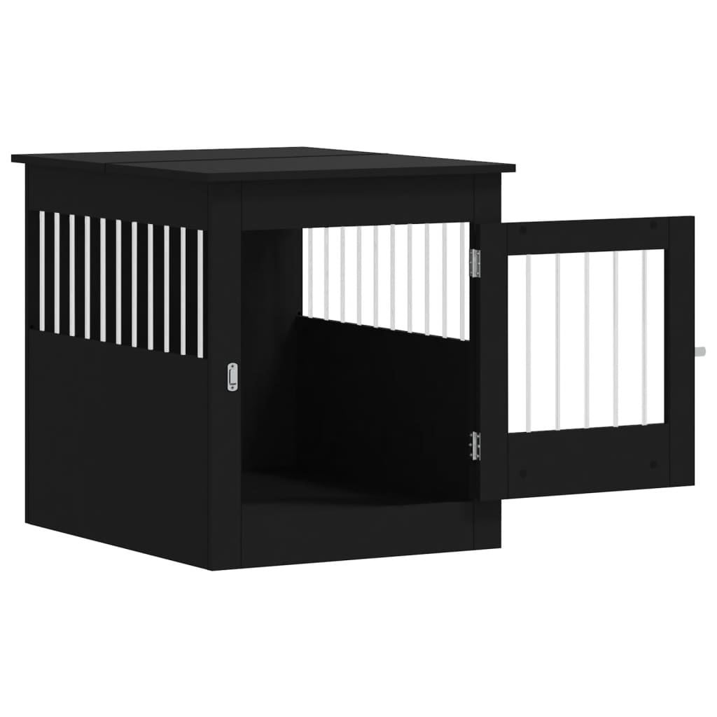 Jaula Para Perros Madera De Ingeniería Negro 64,5x80x71 Cm_5