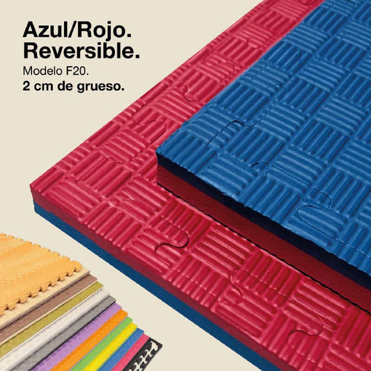 Jowy Tatami Puzzle 2cm 100x100cm – Superficie 5 Líneas Rojo/azul_0