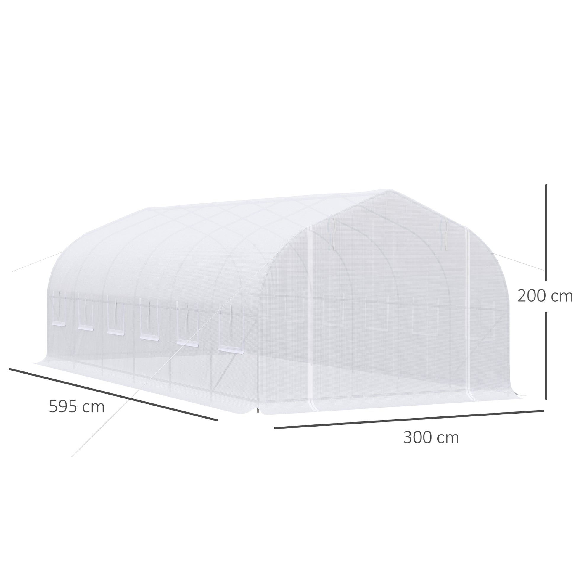 Homcom Invernadero Túnel 595x300x200 Cm 12 Ventanas Y Puerta Enrollable Blanco_2