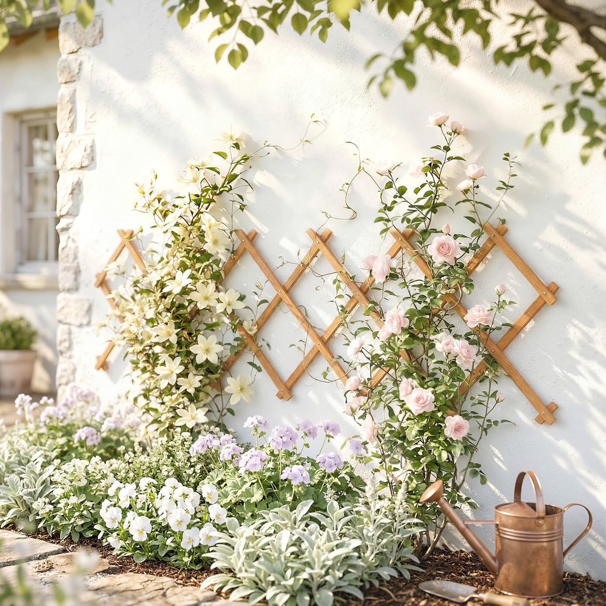 Outsunny Enrejado De Jardín De Madera Extensible 180x60 Cm Marrón Claro_1
