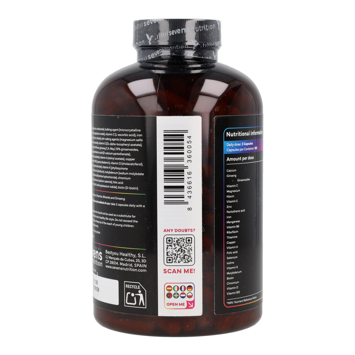 Multivitaminas Sevens Nutrition 365 cápsulas