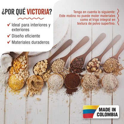 Victoria Molino Cereales Manual Hierro Fundido Para Moler Café, Maíz, Semillas, Grosor Ajustable, 30032, Rojo_1