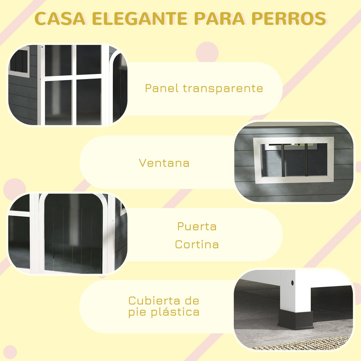 Pawhut Caseta Para Perros Pequeños De Madera 101x66,5x70,5 Cm Gris Oscuro_3