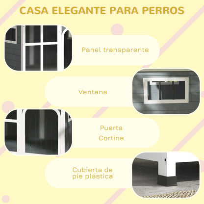 Pawhut Caseta Para Perros Pequeños De Madera 101x66,5x70,5 Cm Gris Oscuro_3
