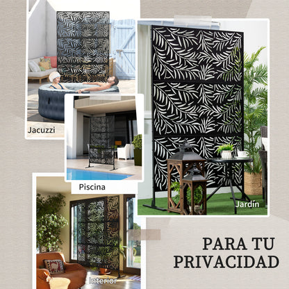 Outsunny Biombo Para Exterior De 3 Piezas Con Diseño De Hoja De Mimbre Negro_5