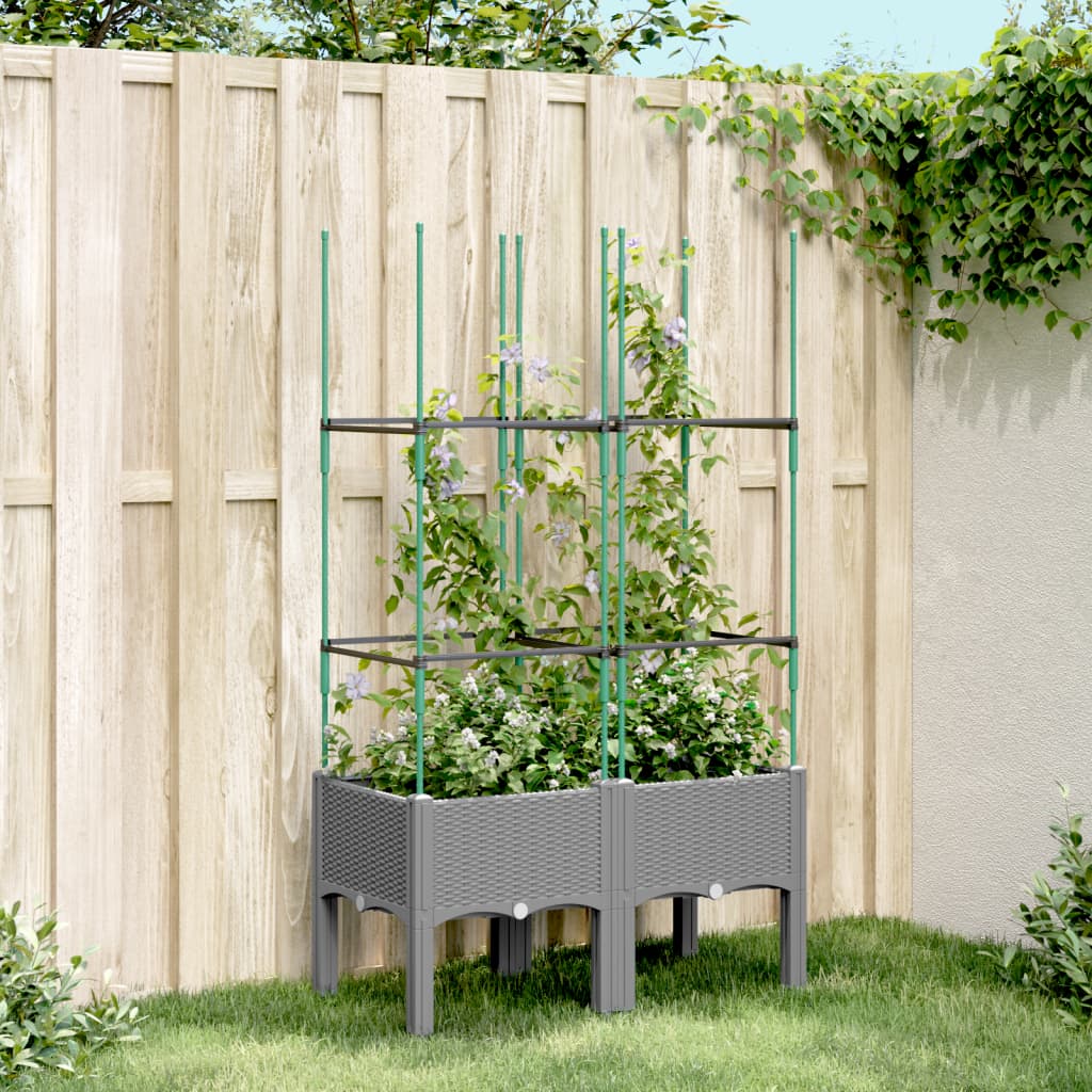 Jardinera Con Enrejado Pp Gris Claro 80x40x142,5 Cm_1