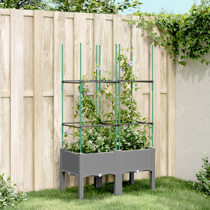 Jardinera Con Enrejado Pp Gris Claro 80x40x142,5 Cm_1