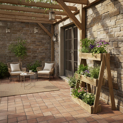 Jardinera Vertical Madera Tratada Exterior Stand Line Island KD 3B Hortalia_1
