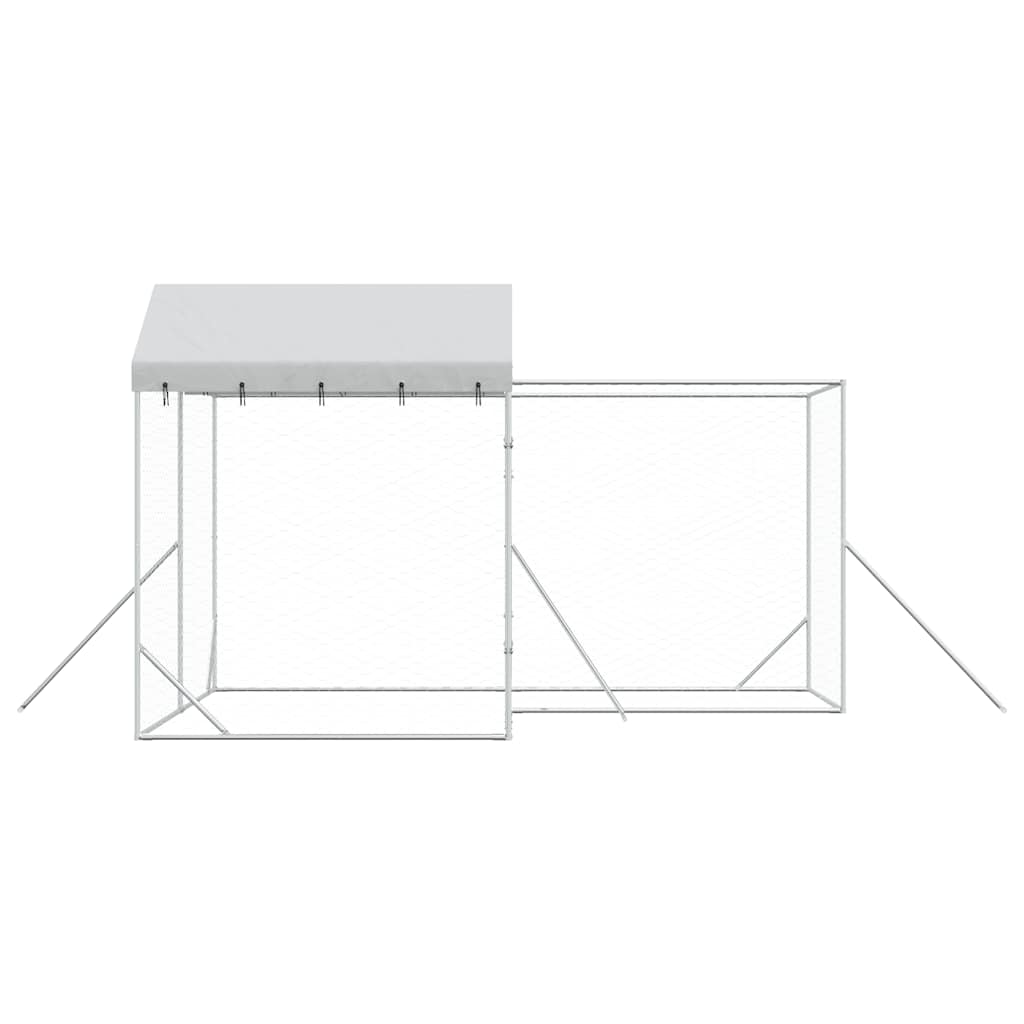 Perrera De Exterior Con Techo Acero Galvanizado Plata 4x4x2,5 M_5