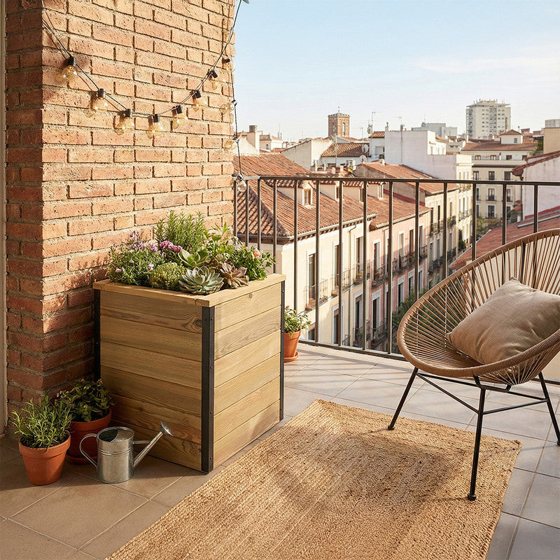 Jardinera Con Autorriego De Madera Nidum Interior Y Exterior Hortalia 50x50x60 Cm_1