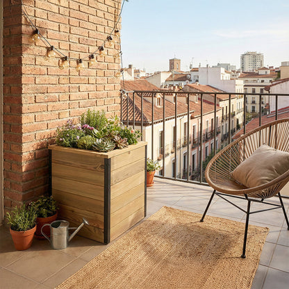 Jardinera Con Autorriego De Madera Nidum Interior Y Exterior Hortalia 50x50x60 Cm_1
