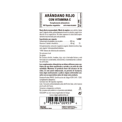 Arándano Rojo con Vitamina C – Solgar 60 cápsulas vegetales