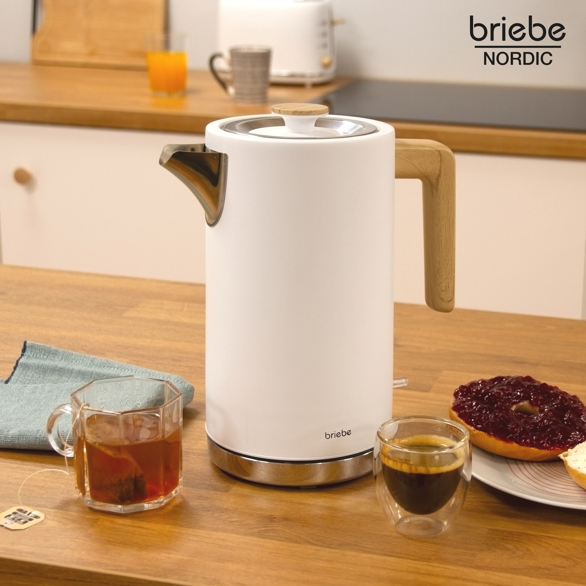 Briebe Nordic Hervidor Agua Eléctrico 1,7l Inalámbrico Ebullición Rápida, Libre De Bpa, Base De 360°, Kt1165wht, Blanco_1