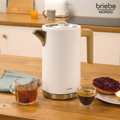 Briebe Nordic Hervidor Agua Eléctrico 1,7l Inalámbrico Ebullición Rápida, Libre De Bpa, Base De 360°, Kt1165wht, Blanco_1