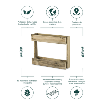 Jardinera Vertical Stand Line Wall 2B Madera Tratada Exterior Hortalia_5