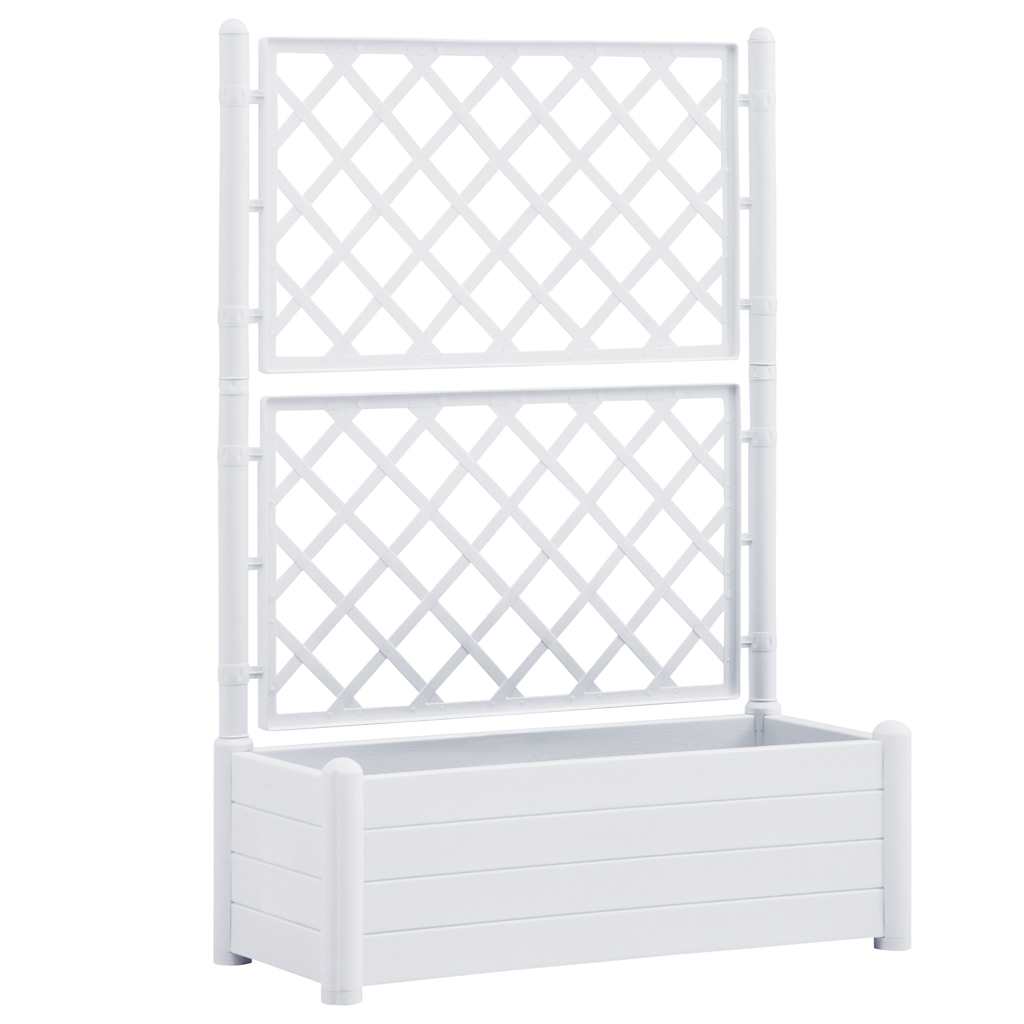 Jardinera Con Enrejado Pp Blanca 100x43x142 Cm_0