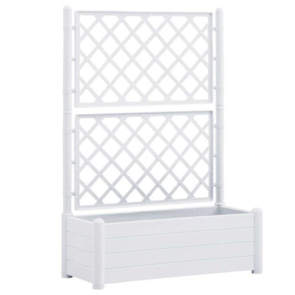 Jardinera Con Enrejado Pp Blanca 100x43x142 Cm_0