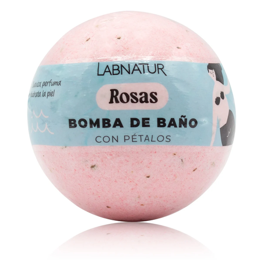 Bomba de Baño Rosas con Pétalos Labnatur 140 g | Aroma Floral | Hidrata, Suaviza y Perfuma | Vegana_0