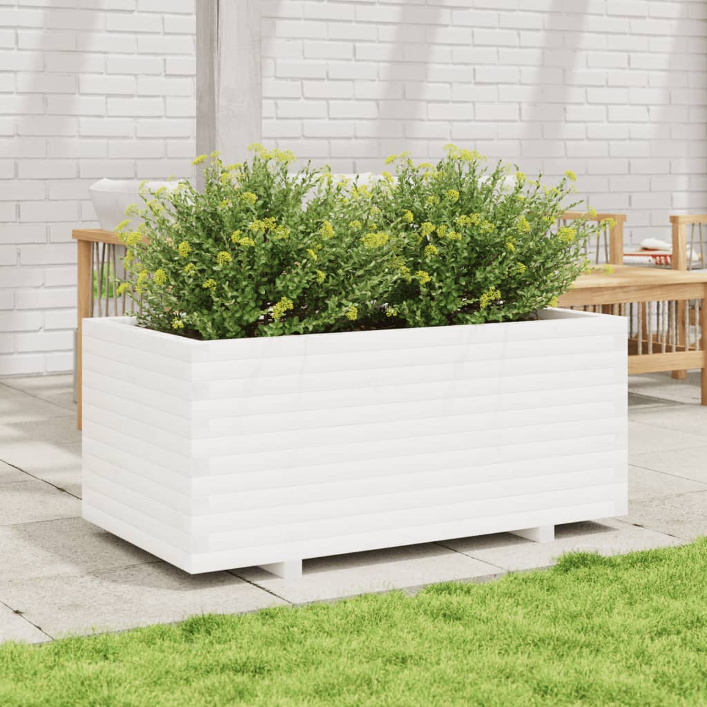 Jardinera Madera Maciza De Pino Blanco 110x60x49,5 Cm_2
