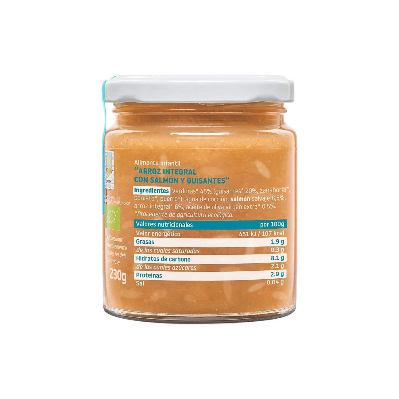 Pack 12x Tarrito de Arroz con Salmon y Guisantes ECO CA CHI TOS Smileat, 230g