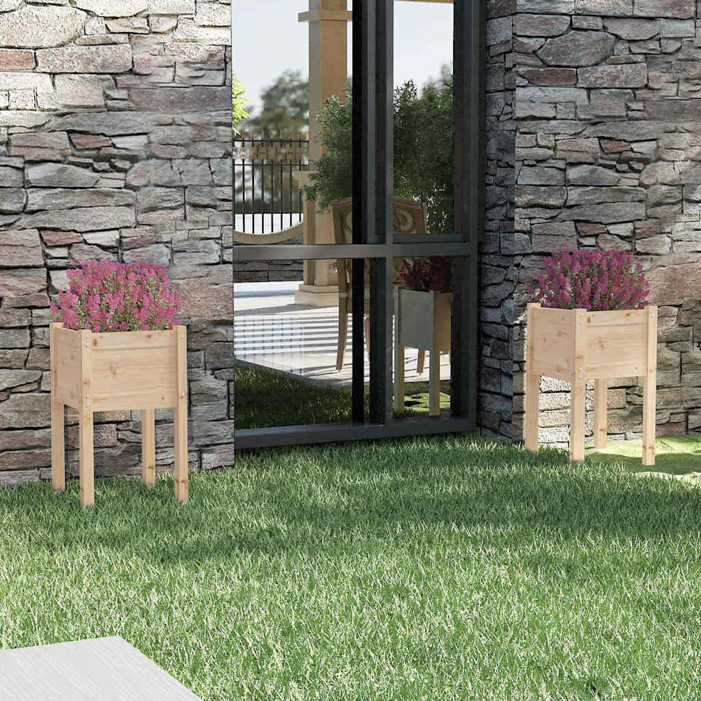 Jardineras 2 Uds Madera Maciza De Pino 40x40x70 Cm_1