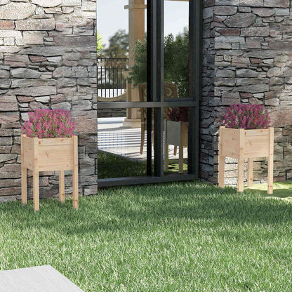 Jardineras 2 Uds Madera Maciza De Pino 40x40x70 Cm_1