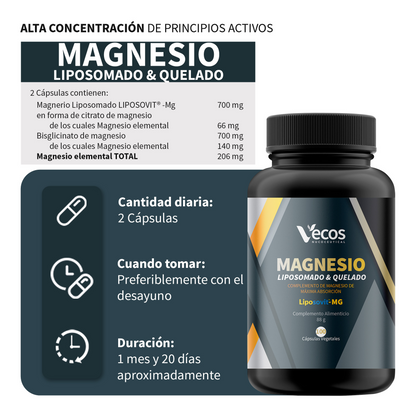 Magnesio Liposomado Y Quelado Vecos 100 Cápsulas | Alta Biodisponibilidad | Liposovit®_2