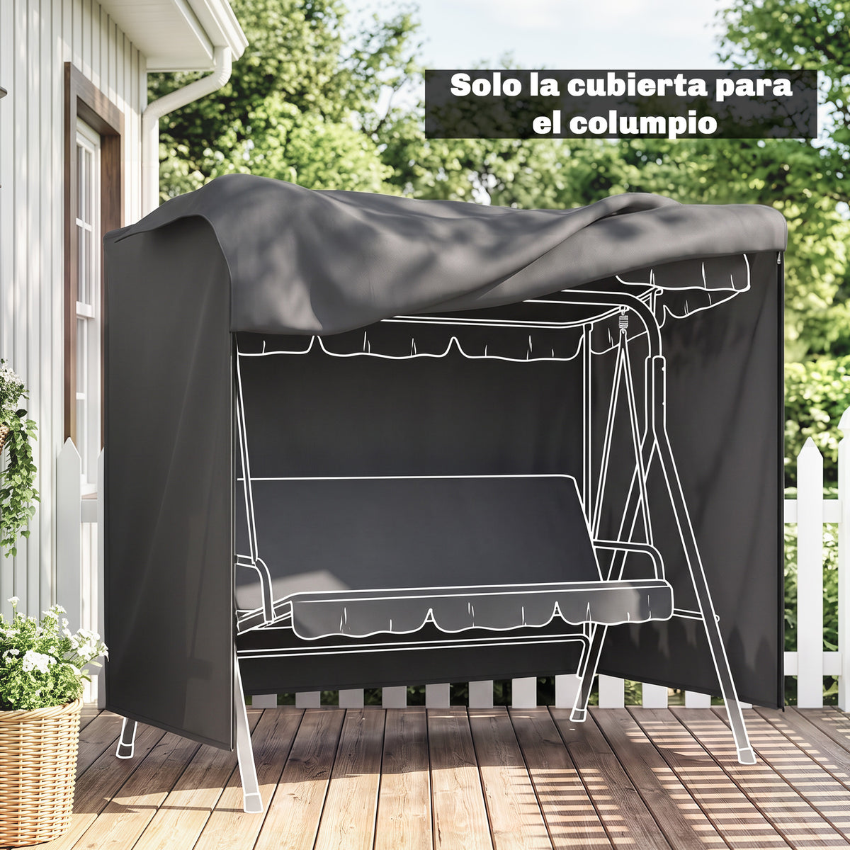 Outsunny Funda De Balancín Para Jardín Con 2 Cremalleras 177x114x152 Cm Gris_4