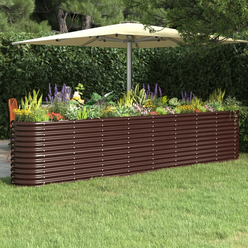 Jardinera Arriate Acero Galvanizado Marrón 332x40x68 Cm_1