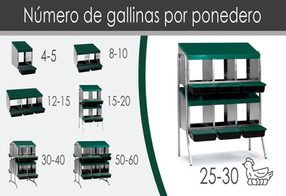Ponedero Para Gallinas Con Cajón Escamoteador - 6 Huecos_1