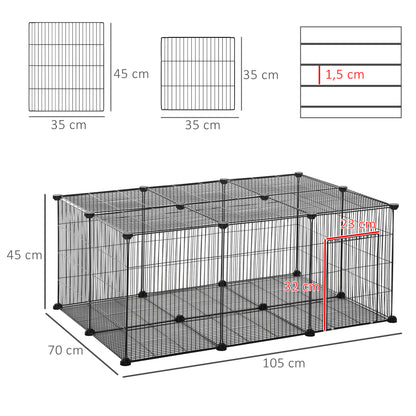 Pawhut Diy Jaula Para Animales Pequeños 22 Paneles Conejo Cobaya_2