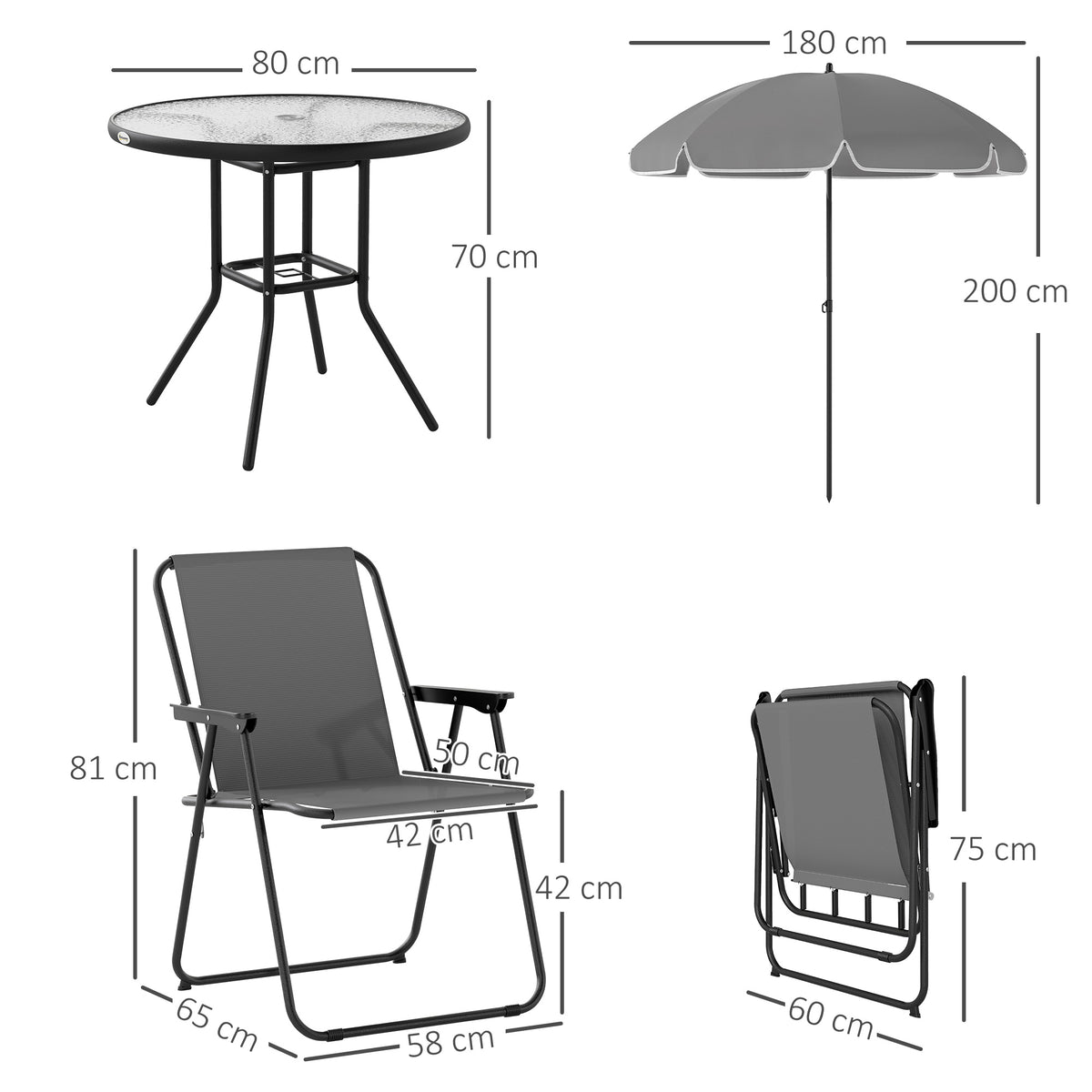 Outsunny Conjunto De Mesa Y Sillas Jardín De 6 Piezas Con Sillas Mesa Y Parasol_2