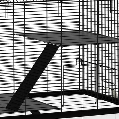 Jaula Para Hámster Pawhut Acero, Pp Negro 57x43x74 Cm_5