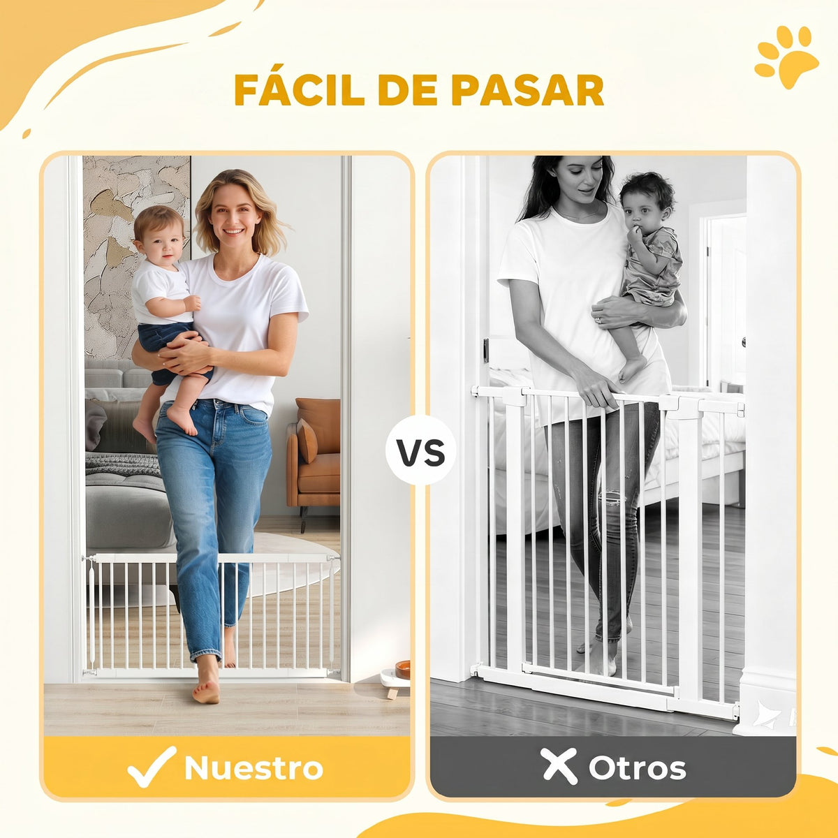 Pawhut Barrera De Seguridad Para Perros Pequeños Extensible 67-93,5 Cm Blanco_3