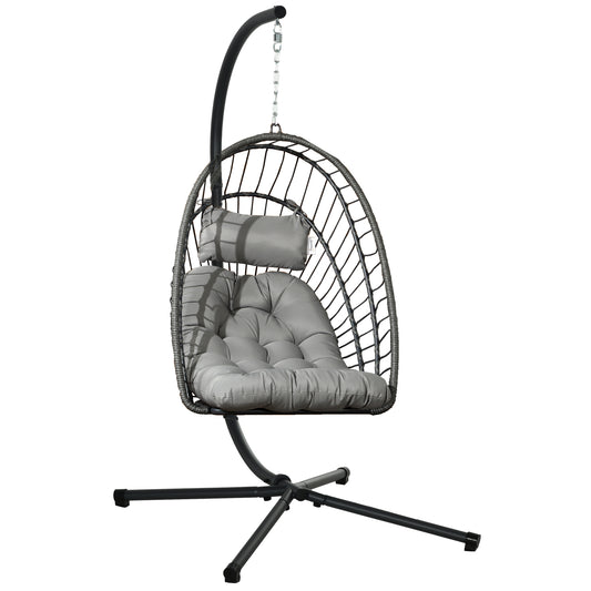 Silla Colgante Outsunny Acero, Pe Gris Oscuro 100x131x194 Cm_0