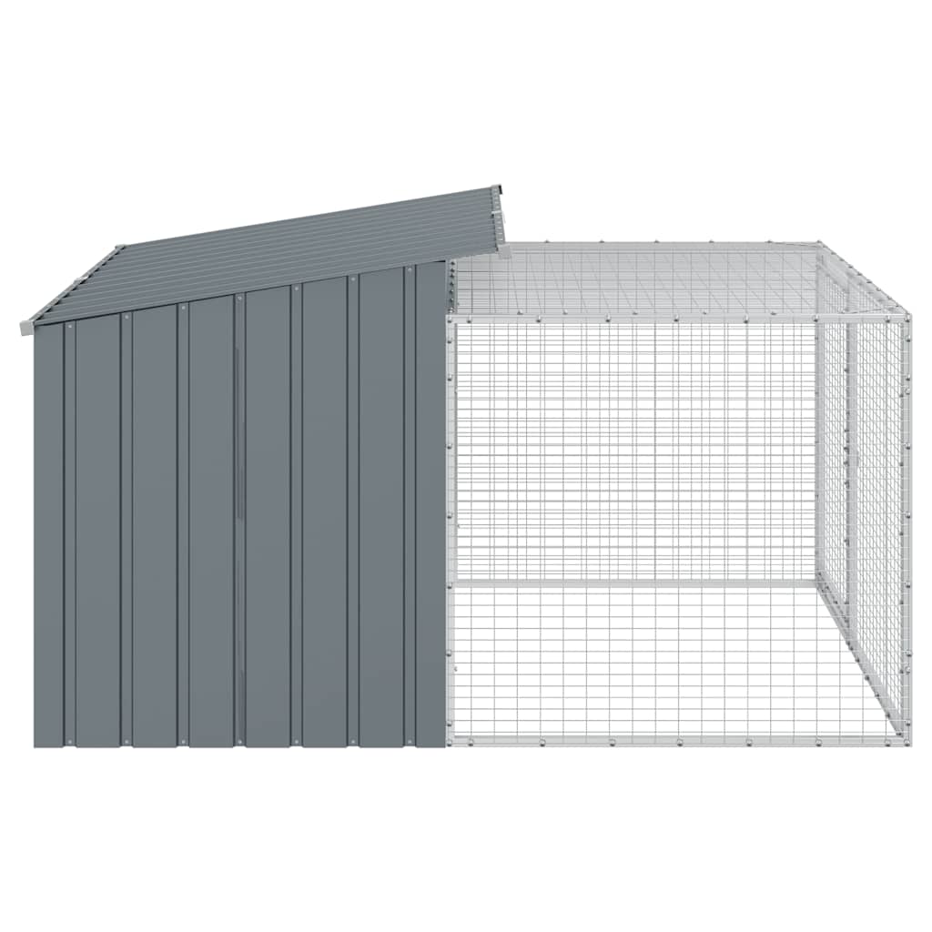 Caseta Para Perro Con Corral Antracita 153x194x110 Cm Acero Galvanizado_5